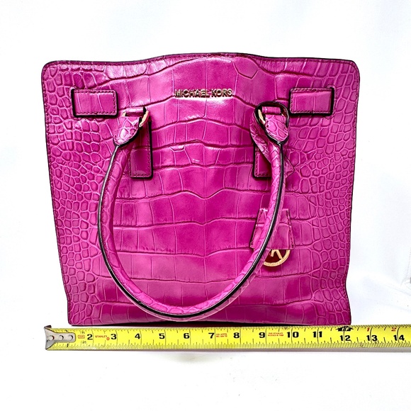 Michael Kors Dillon Raspberry Large Embossed-Leather North South Tote - Picture 8 of 12